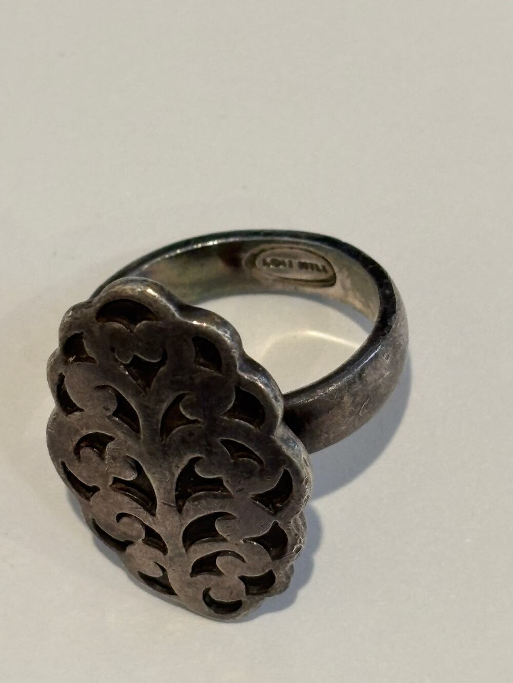 Lois Hill Sterling Silver Ring Scroll Design Size 7